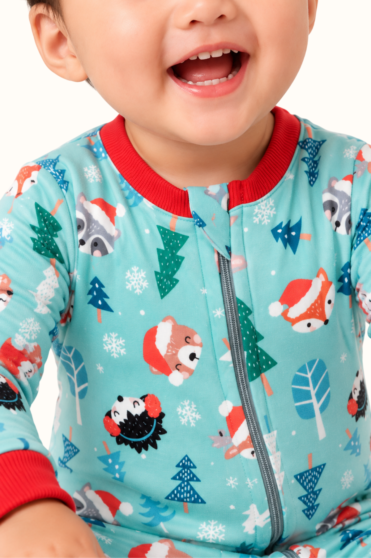 Pijama Fleece Bebe Enteriza Navidad Animalitos