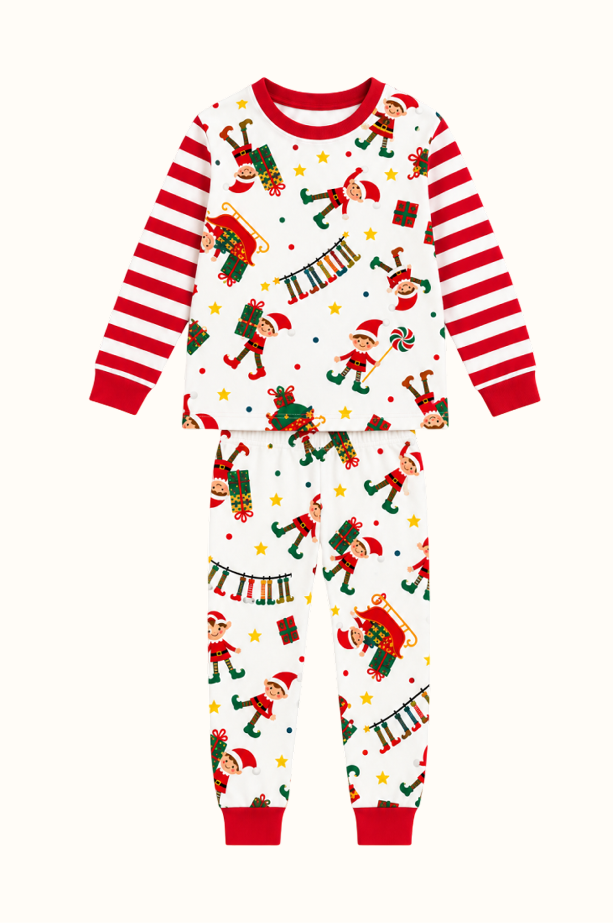Pijama Niños Dos Piezas Elfos En Piel de Durazno