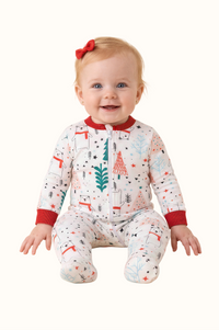 Pijama Bebe Enteriza Navidad Oso Polar en Piel de Durazno