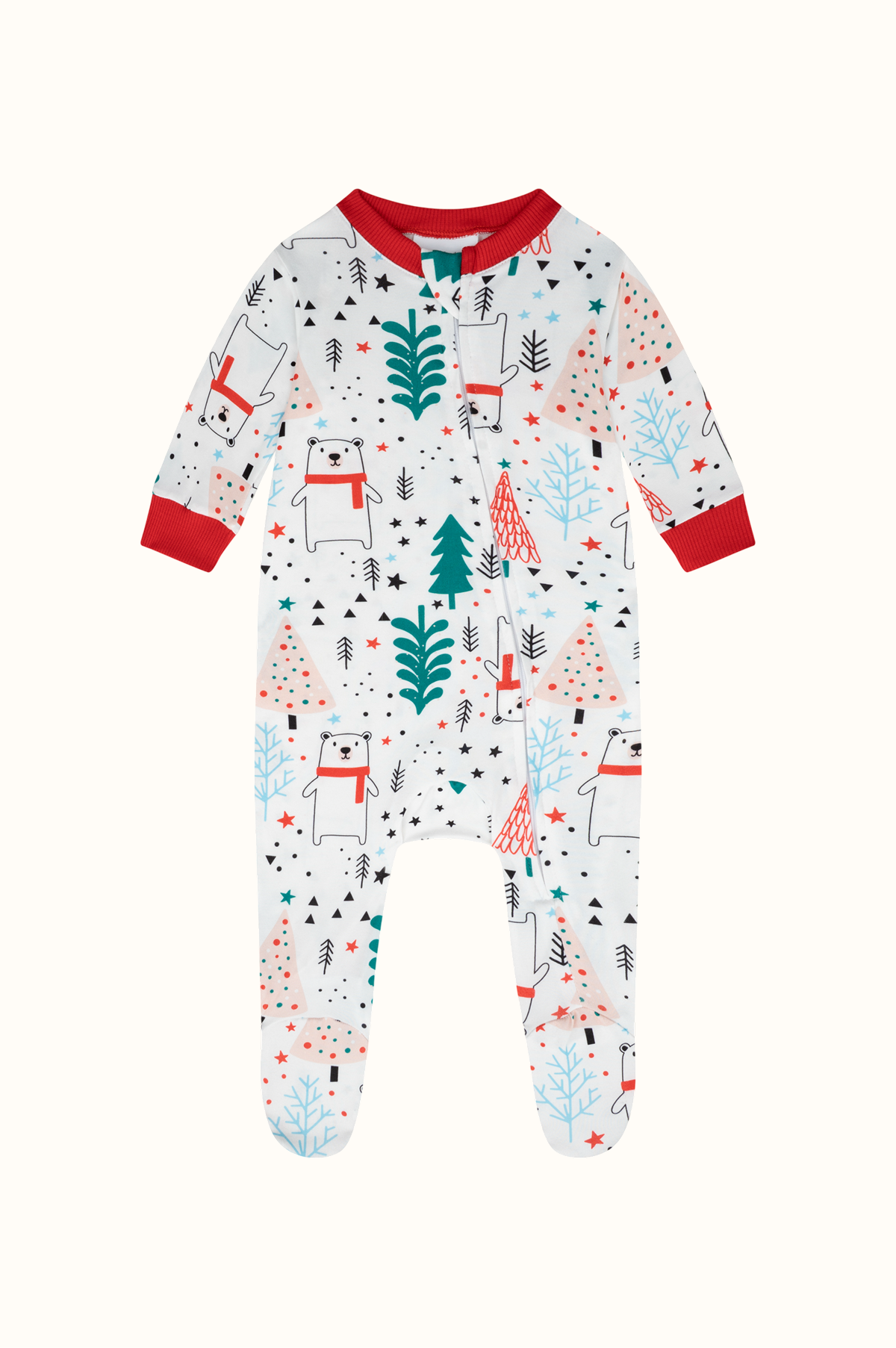 Pijama Bebe Enteriza Navidad Oso Polar en Piel de Durazno