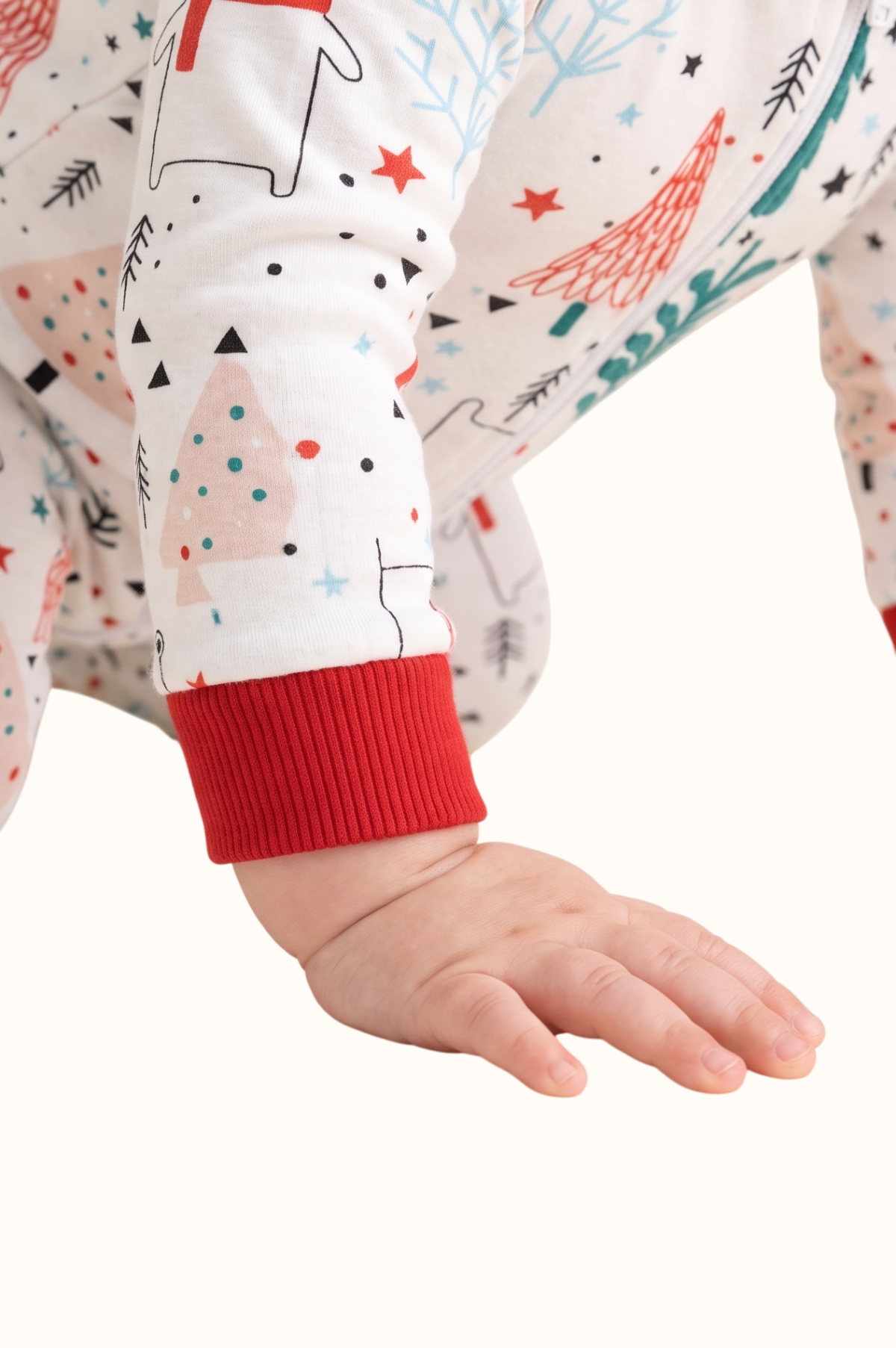Pijama Bebe Enteriza Navidad Oso Polar en Piel de Durazno
