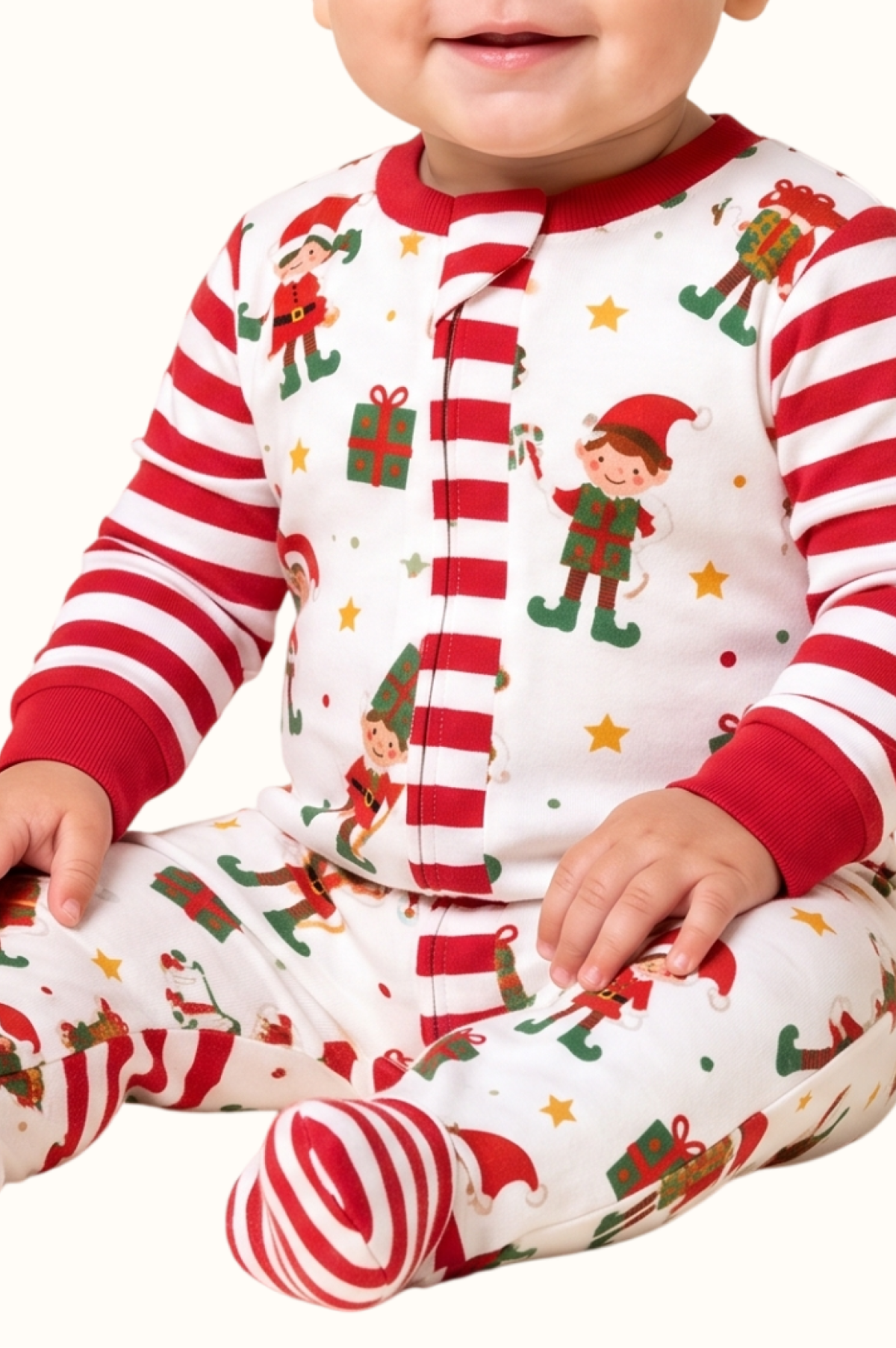 Pijama Bebé Enteriza Elfos En Piel de Durazno