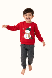 Saco Rojo Niño Muñeco de Nieve Navidad