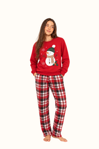 Saco Rojo Unisex Muñeco de Nieve Navidad