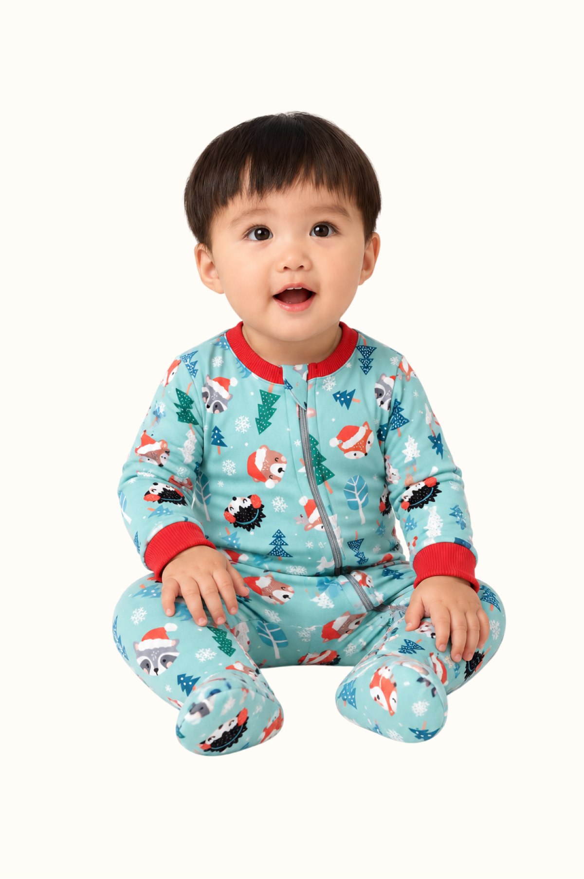 Pijama Fleece Bebe Enteriza Navidad Animalitos