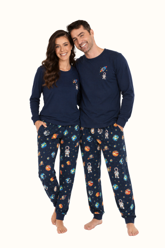 Pijama Unisex Astronautas Dos Piezas en Piel de Durazno