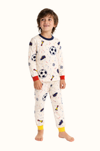 Pijama Niños Fútbol Dos Piezas en Piel de Durazno