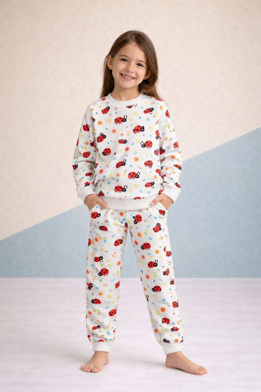 Pijama Fleece Niños Dos Piezas Mariquitas