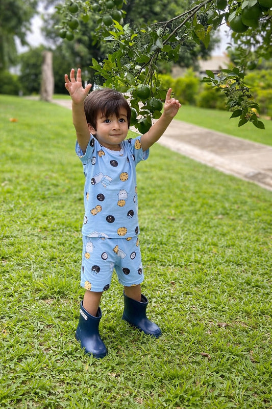 Pijama Algodón Niños Manga Corta y Short Galletas
