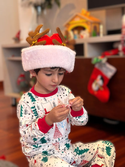 Pijama Dos Piezas Niño Navidad Oso Polar en Piel de Durazno