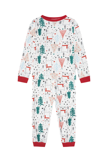 Pijama Dos Piezas Niño Navidad Oso Polar en Piel de Durazno