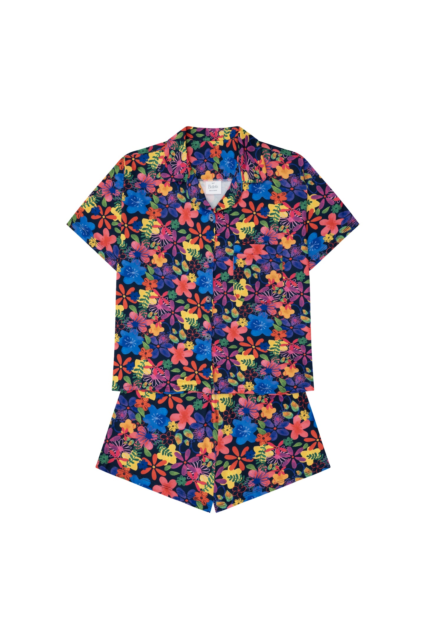 Pijama Mujer Manga Corta y Short Flores Coloridas