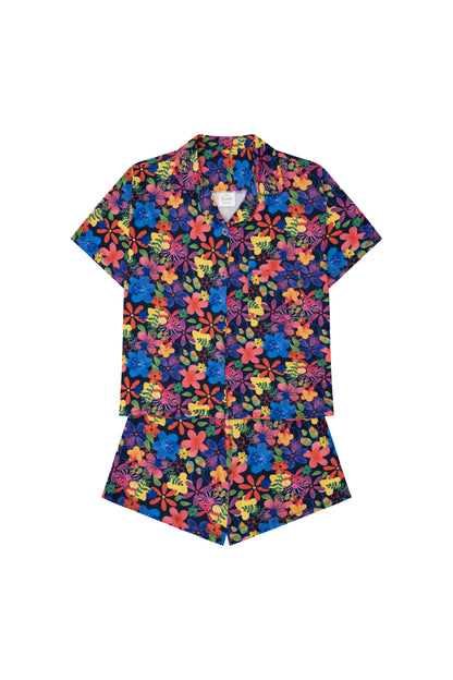 Pijama Mujer Manga Corta y Short Flores Coloridas