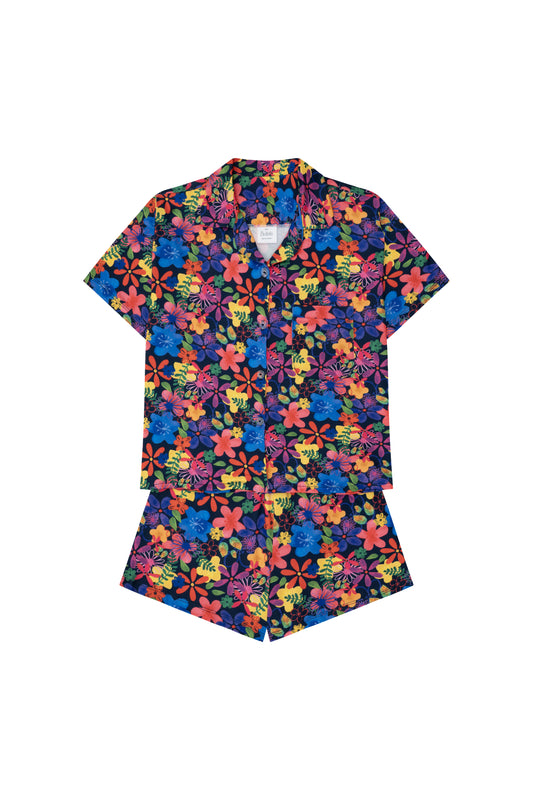 Pijama Mujer Manga Corta y Short Flores Coloridas