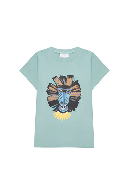 Camiseta Algodon Niños Verde Menta Mandril