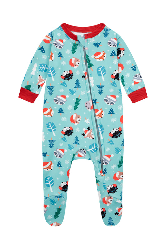 Pijama Fleece Bebe Enteriza Navidad Animalitos