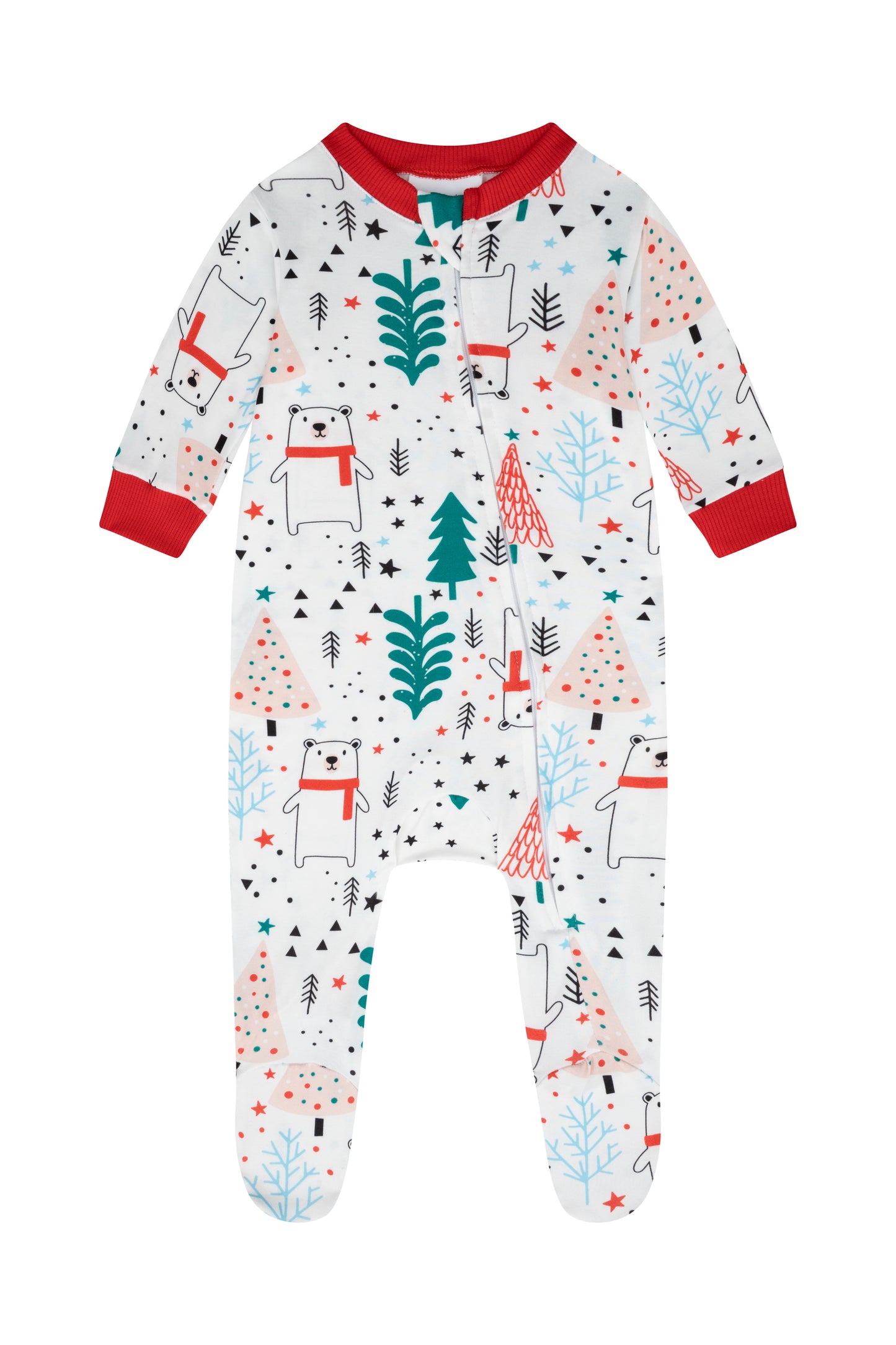 Pijama Bebe Enteriza Navidad Oso Polar en Piel de Durazno