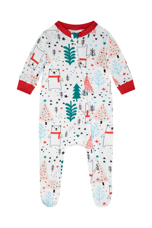 Pijama Bebe Enteriza Navidad Oso Polar en Piel de Durazno