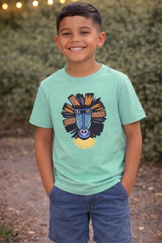 Camiseta Algodon Niños Verde Menta Mandril